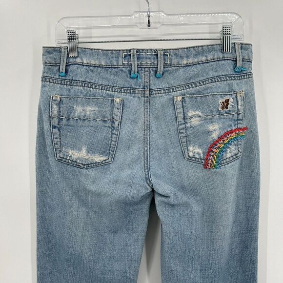 JOE'S JEANS Vintage Series 1971 Light Blue Rainbow Embroidered Flare Jeans 27 - Picture 5 of 9